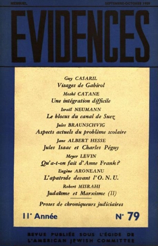 Evidences. N° 79 (Septembre/Octobre 1959)